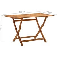 vidaXL Folding Garden Table 120x70x75 cm Solid Acacia Wood