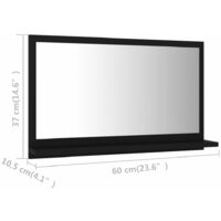 vidaXL Bathroom Mirror Black 60x10.5x37 cm Chipboard - Black