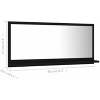 vidaXL Bathroom Mirror Black 80x10.5x37 cm Chipboard - Black