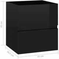 vidaXL Sink Cabinet High Gloss Black 41x38.5x45 cm Chipboard