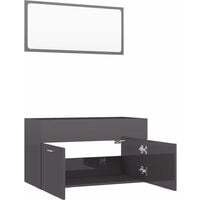 vidaXL 2 Piece Bathroom Furniture Set High Gloss Grey Chipboard - Grey