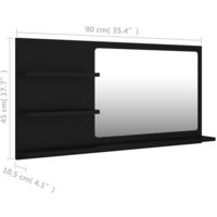 vidaXL Bathroom Mirror Black 90x10.5x45 cm Chipboard - Black