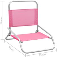 vidaXL Folding Beach Chairs 2 pcs Pink Fabric - Pink
