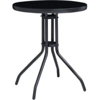 vidaXL Garden Table Black 60 cm Steel and Glass - Black