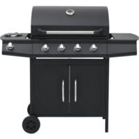 vidaXL Gas Barbecue Grill 4+1 Cooking Zone Black Steel - Black