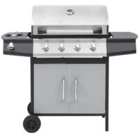 vidaXL Gas Barbecue Grill 4+1 Cooking Zone Steel & Stainless Steel - Silver