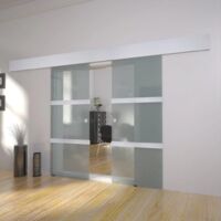 vidaXL Double Sliding Door Glass - Transparent