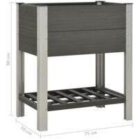 vidaXL Garden Raised Bed with Shelf 75x50x90 cm WPC Grey - Grey