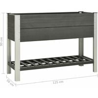 vidaXL Garden Raised Bed with Shelf 125x50x90 cm WPC Grey - Grey