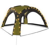 vidaXL Party Tent with LED and 4 Sidewalls 3.6x3.6x2.3 m Green - Green