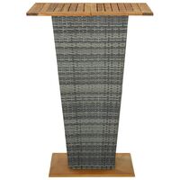 vidaXL Bar Table Grey 80x80x110 cm Poly Rattan and Solid Acacia Wood - Grey