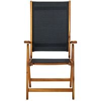 vidaXL Folding Garden Chairs 2 pcs Solid Acacia Wood and Textilene - Black