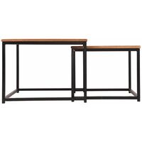 LABEL51 2 Piece Coffee Table Set Couple Wood/Black - Black