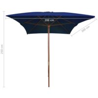 vidaXL Outdoor Parasol with Wooden Pole Blue 200x300 cm - Blue