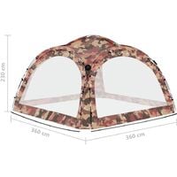 vidaXL Party Tent with LED and 4 Sidewalls 3.6x3.6x2.3 m Camouflage - Multicolour