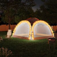 vidaXL Party Tent with LED and 4 Sidewalls 3.6x3.6x2.3 m Grey&Orange - Grey