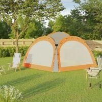 vidaXL Party Tent with LED and 4 Sidewalls 3.6x3.6x2.3 m Grey&Orange - Grey