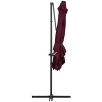 vidaXL Cantilever Umbrella with LED lights Bordeaux Red 250x250 cm - Red