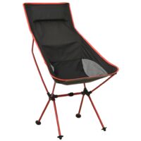 vidaXL Foldable Camping Chair PVC and Aluminium Black - Black