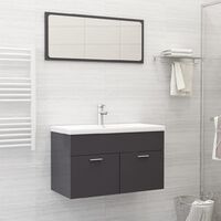 vidaXL Bathroom Furniture Set High Gloss Grey Chipboard - Grey