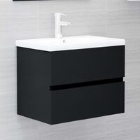 vidaXL Bathroom Furniture Set Black Engineered Wood - Black
