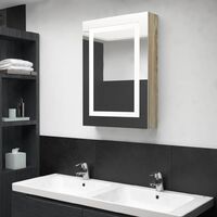 vidaXL LED Bathroom Mirror Cabinet Oak 50x13x70 cm - Brown