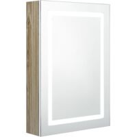 vidaXL LED Bathroom Mirror Cabinet White and Oak 50x13x70 cm - White