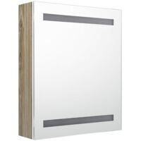 vidaXL LED Bathroom Mirror Cabinet White and Oak 50x14x60 cm - White