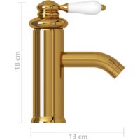vidaXL Bathroom Basin Faucet Gold 130x180 mm
