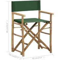vidaXL Folding Director's Chairs 2 pcs Green Bamboo and Fabric - Green