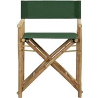 vidaXL Folding Director's Chairs 2 pcs Green Bamboo and Fabric - Green