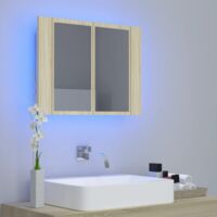 vidaXL LED Bathroom Mirror Cabinet Sonoma Oak 60x12x45 cm - Brown