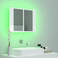 vidaXL LED Bathroom Mirror Cabinet High Gloss White 60x12x45 cm - White