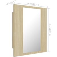 vidaXL LED Bathroom Mirror Cabinet Sonoma Oak 40x12x45 cm - Brown