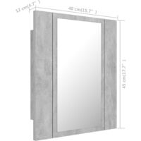 vidaXL LED Bathroom Mirror Cabinet Concrete Grey 40x12x45 cm - Grey