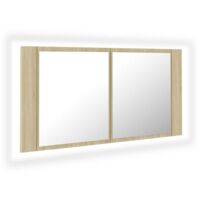 vidaXL LED Bathroom Mirror Cabinet Sonoma Oak 90x12x45 cm - Brown