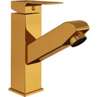 vidaXL Bathroom Basin Faucet with Pull-out Function Gold 157x172 mm