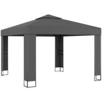 vidaXL Gazebo with Double Roof&LED String Lights 3x3 m Anthracite - Anthracite