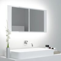 vidaXL LED Bathroom Mirror Cabinet High Gloss White 90x12x45 cm - White