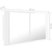 vidaXL LED Bathroom Mirror Cabinet High Gloss White 90x12x45 cm - White