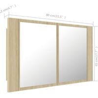 vidaXL LED Bathroom Mirror Cabinet Sonoma Oak 80x12x45 cm - Brown