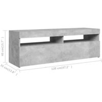 vidaXL TV Cabinet with LED Lights Concrete Grey 120x35x40 cm - Grey