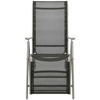 vidaXL Reclining Garden Chair Textilene and Aluminium Silver - Black