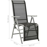 vidaXL Reclining Garden Chair Textilene and Aluminium Silver - Silver