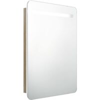 vidaXL LED Bathroom Mirror Cabinet White and Oak 60x11x80 cm - White