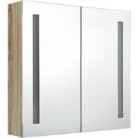 vidaXL LED Bathroom Mirror Cabinet Oak 62x14x60 cm - Brown