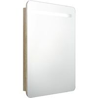 vidaXL LED Bathroom Mirror Cabinet Oak 60x11x80 cm - Brown