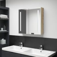 vidaXL LED Bathroom Mirror Cabinet White and Oak 62x14x60 cm - White
