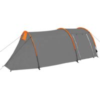 vidaXL Camping Tent 4 Persons Grey and Orange - Grey