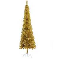 vidaXL Slim Christmas Tree Gold 210 cm